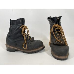Guide Gear G.G. Sawtooth Logger 663155 Leather Boots Men's Size 8 D Black Kiltie
